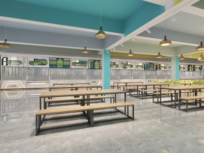 现代食堂3D模型下载